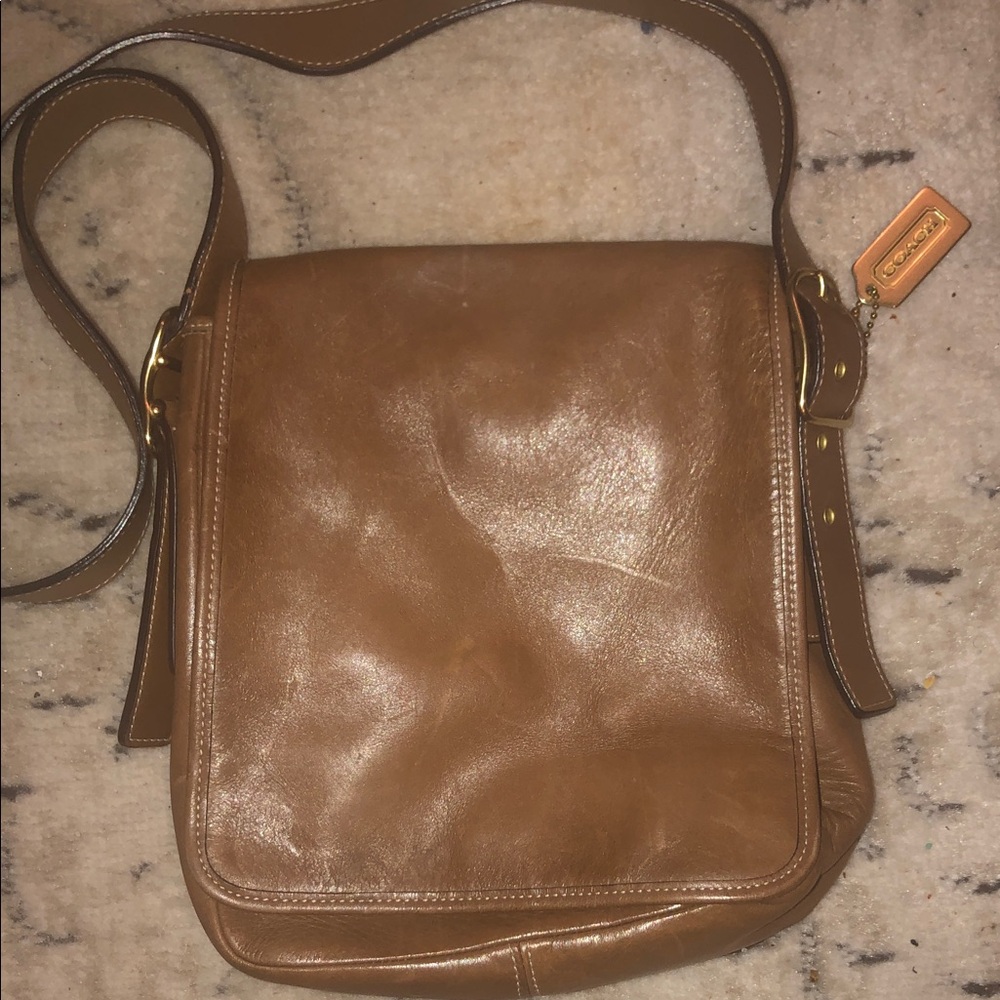 😎Vintage Coach Tan Leather Crossbody Messenger Bag - Picture 2 of 7